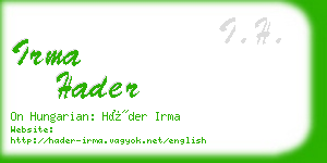 irma hader business card